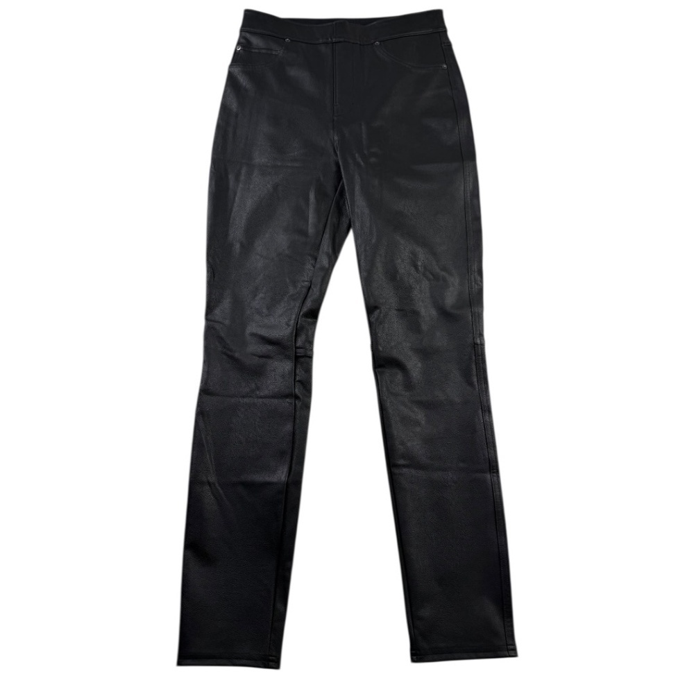 SPANX Black Faux Leather Ankle Skinny Pant